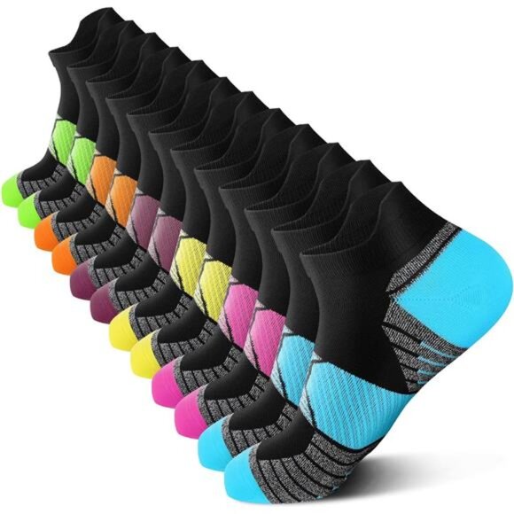 Compression Running Socks Women (6 Pairs), Ankle Athletic Socks Low Cut - Picture 1 of 16